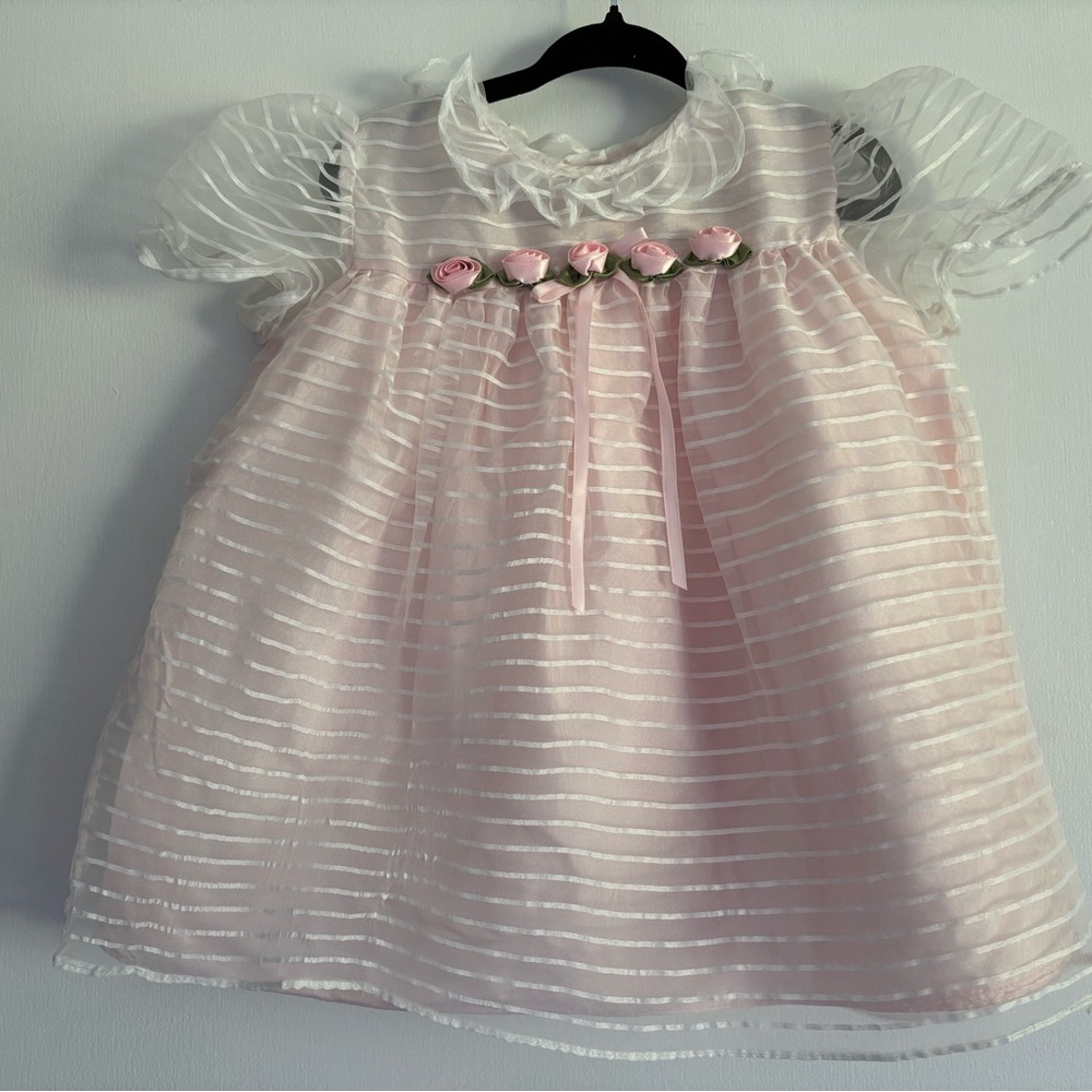 Vintage Striped Tulle Pink Dress
